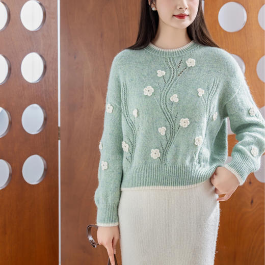 苏苏姐家艾米花朵套头衫手工DIY衣服棒针钩针毛线团材料包 商品图3