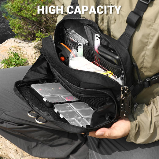 【500D尼龙 防泼耐造 堆料狂魔】轻量化多功能战术运动训练背心胸挂/洗漱包/钓鱼包ds（dq） 商品图5