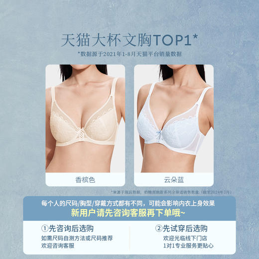 奶糖派缪斯超薄全罩杯文胸大胸显小蕾丝钢圈承托内衣女薄款胸罩 商品图5