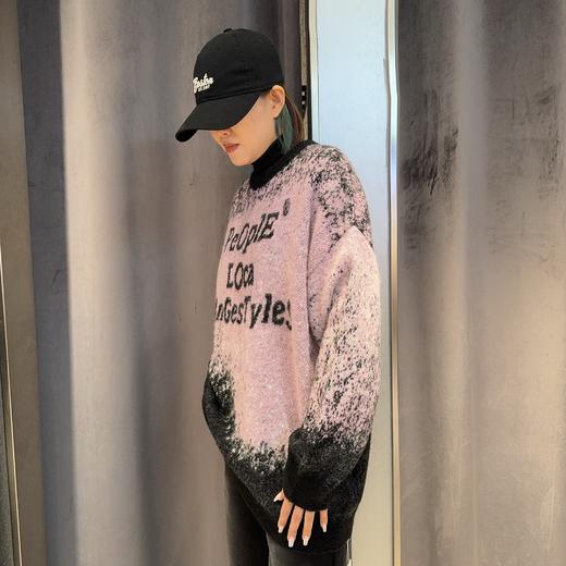 N1圆领扎染印字母长袖毛织41105（紫） 冬季 144030110321 商品图2