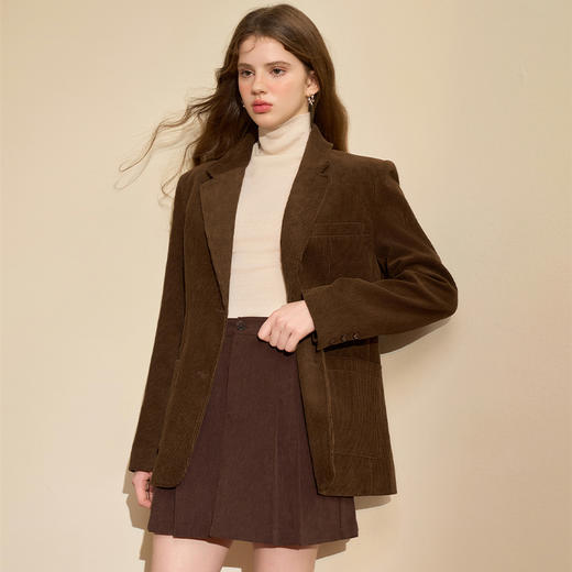 美拉德复古灯芯绒简约气质西装外套女休闲西服V0043990 商品图3