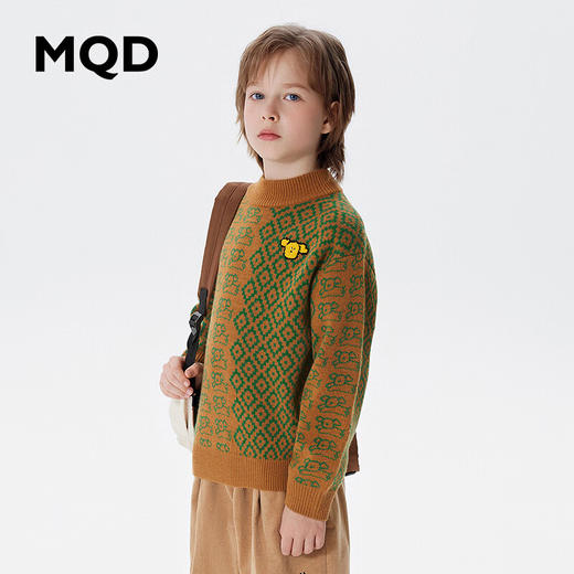 【MQD】童装男大童冬新款满版休闲半高领针织衫 商品图0