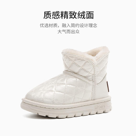 泰兰尼斯kids儿童防滑雪地靴菱形格亮面女童加绒保暖童鞋冬季新款F08X2D2813 商品图5