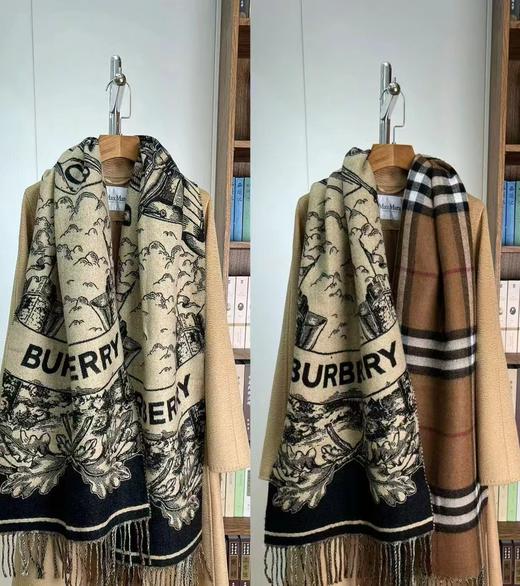 代工厂羊绒羊毛真丝围巾B家双面流苏围巾披肩 商品图0