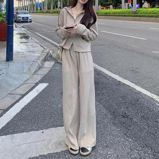 裁缝学苑AS384高级感卫衣运动套装女春秋学生宽松显瘦韩版时尚阔腿裤休闲两件套 商品图2