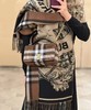 代工厂羊绒羊毛真丝围巾B家双面流苏围巾披肩 商品缩略图1