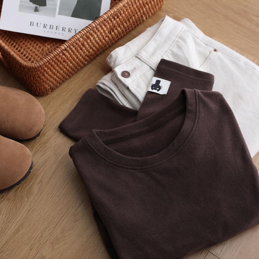 【全国包邮】仟梓赫 双面磨毛打底衫T恤✊ 270g超厚实❗贴肤超柔软 🉑堆积满满的温暖❗质感肉眼可见的好❗单穿内搭都好看～ 外贸大厂出❗定制双面磨毛👌 商品图5