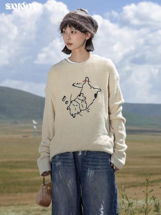 早乙女惠子saotome/STMCX244385/手绘猫猫长袖T恤 商品图1