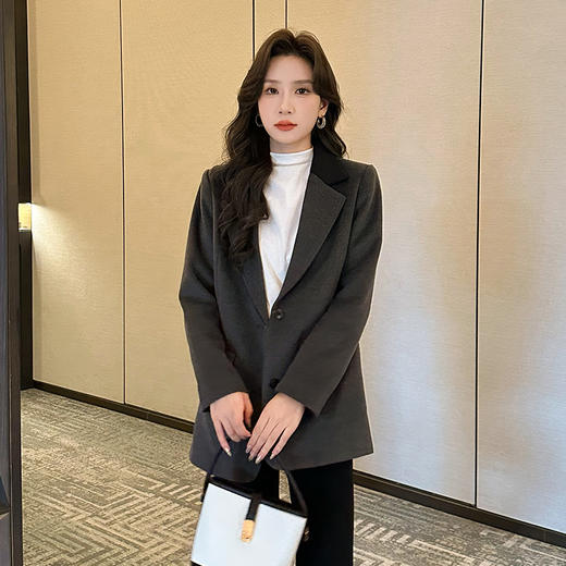奢姿2025春季新款大码女装西装领休闲上衣胖妹妹气质通勤外套9943391637 商品图4