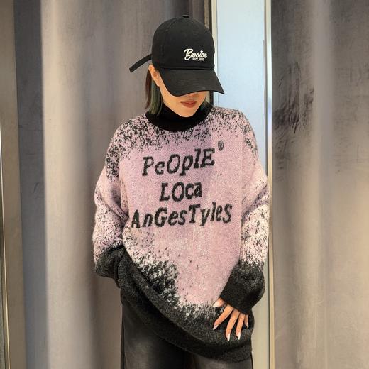 N1圆领扎染印字母长袖毛织41105（紫） 冬季 144030110321 商品图0