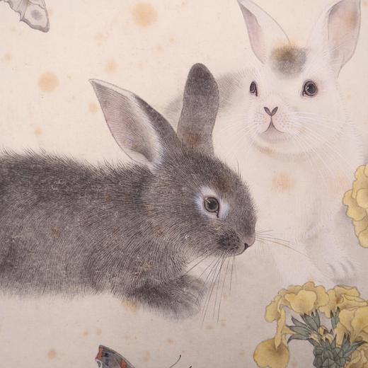 罗玉鑫国画33x33CM《六合之二·戊卯（兔）》一1平尺手绘纸本工笔国画作品[原作编号GH0391] 商品图3