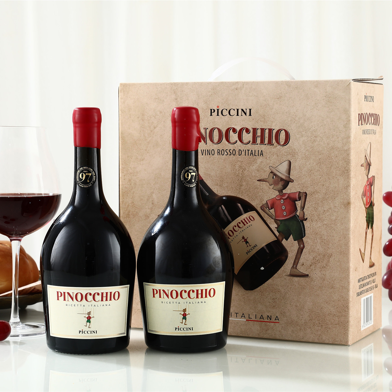 「意大利童话名庄出品」匹诺曹联名款彼奇尼奇遇半甜红葡萄酒 香气浓郁 口感丰富 750ml/瓶（礼盒款顺丰发货）