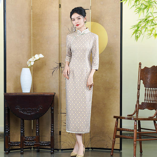 2024国风女装冬季秋冬复古新中式改良长袖加绒厚旗袍D23126 商品图1
