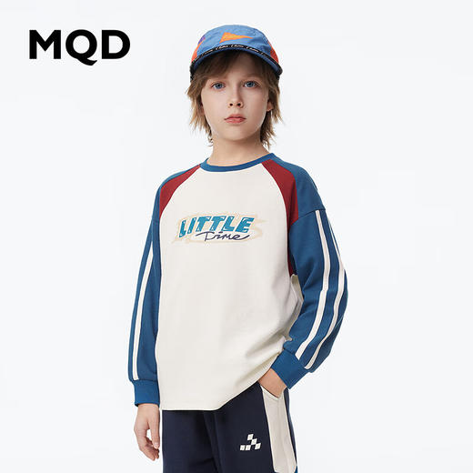 【MQD】【170】童装男童华夫格撞色拼块T恤春装新款儿童插肩袖上衣 商品图1