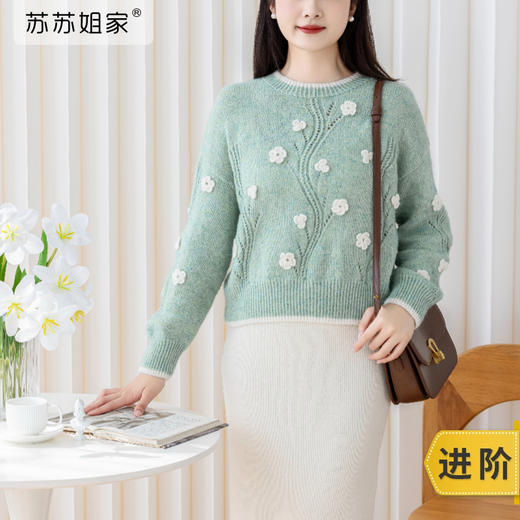 苏苏姐家艾米花朵套头衫手工DIY衣服棒针钩针毛线团材料包 商品图0