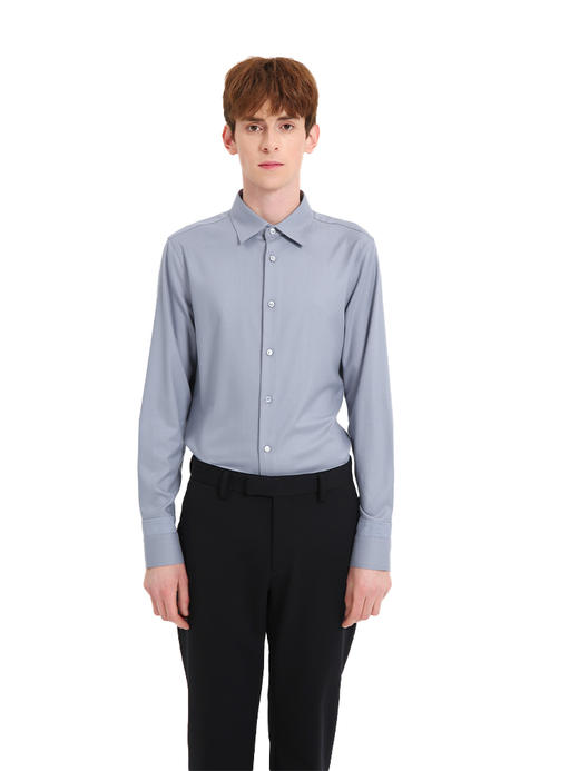 callisto灰色莫代尔混纺长衬衫 商品图2