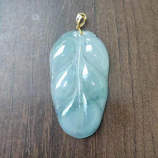 18K翡翠叶子吊坠 商品图0