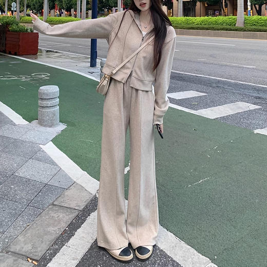 裁缝学苑AS384高级感卫衣运动套装女春秋学生宽松显瘦韩版时尚阔腿裤休闲两件套 商品图3