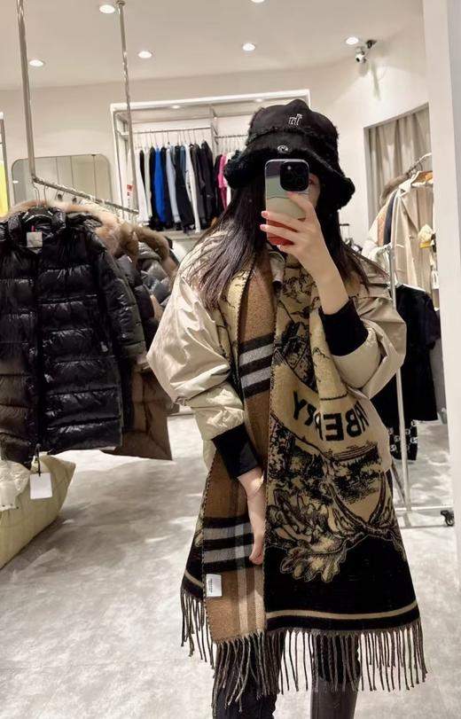 代工厂羊绒羊毛真丝围巾B家双面流苏围巾披肩 商品图8