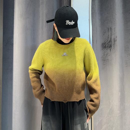 N圆领渐变拼色长袖套头毛织（绿） 冬季 144050060321 商品图0