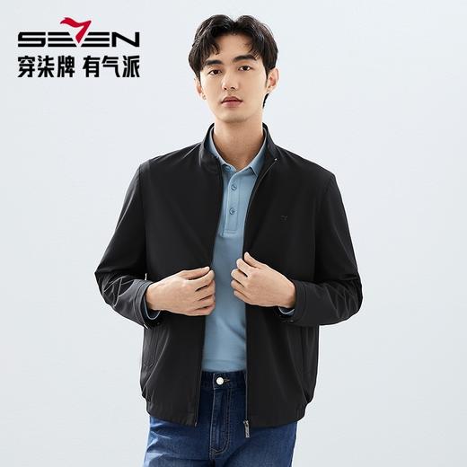 柒牌立领夹克男2025春季新款商务百搭暗条纹干部装休闲茄克衫外套128K70930 商品图1
