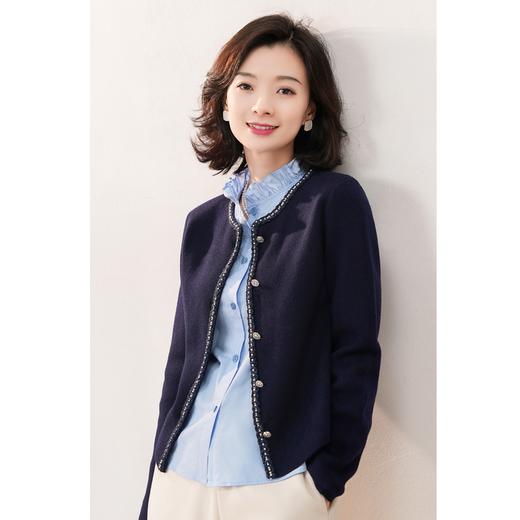 西子/【静奢蓝调】精纺羊毛木耳领假两件百搭针织毛衣/WTBH529 商品图1