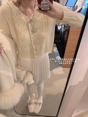 金蘑菇菇Tous les jours冬日宅物2.0/100wool 乖甜系爱心钩花内搭