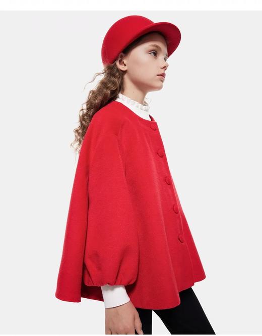 【春上新】【3.8折】8楼琳麦罗 LYNNMILO  红色毛呢圆领A摆斗篷 吊牌价：1398元     活动价：531元 商品图3