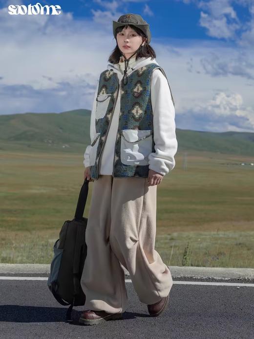 早乙女惠子saotome/STMMJ244326/羊羔毛拼色马甲 商品图1