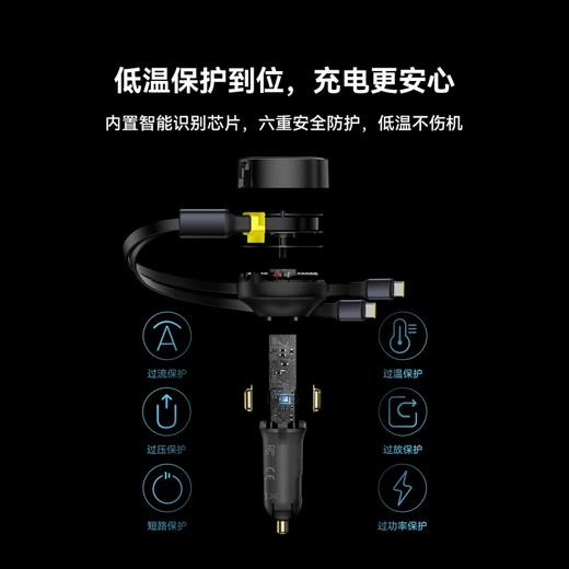 倍思 途享系列 伸缩车载充电器一拖二 2C 33W 商品图5