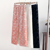 WY9816#新款冬季保暖裤钻石绒竹叶压花加绒加厚直筒裤简约百搭休闲裤女裤 商品缩略图0
