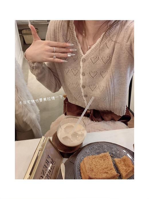 金蘑菇菇Tous les jours冬日宅物2.0/100wool 乖甜系爱心钩花内搭 商品图6