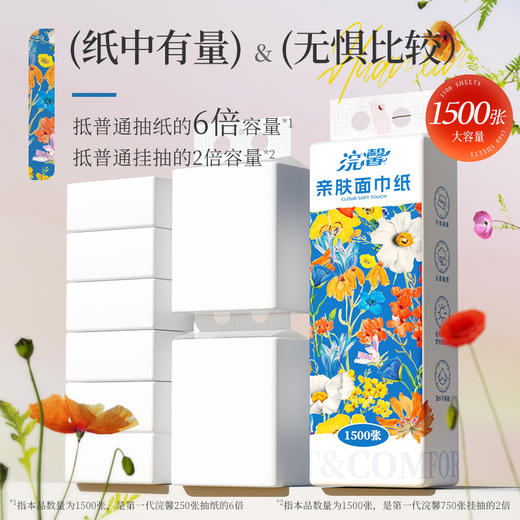 【自营】蓝漂浣馨系列悬挂式纸巾抽纸底部挂抽纸餐巾纸卫生纸擦手纸2提 FCS-52432 商品图3