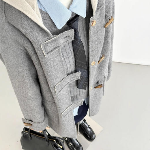 【漫游冬季】2024新款学院风格雷系复古时尚牛角扣少女感甜妹毛呢大衣外套 商品图3