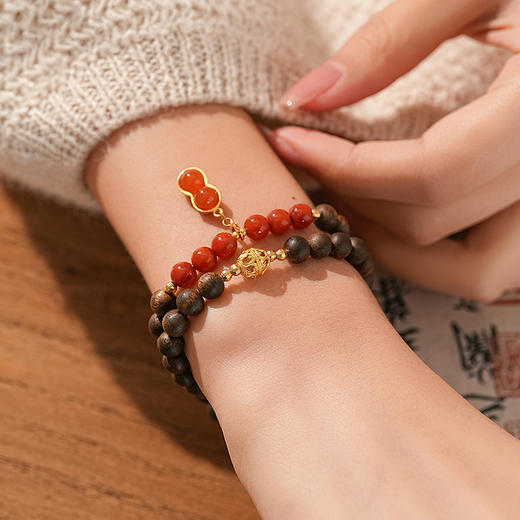 【好事花生·沉香南红双圈手串】敦煌福泽小众轻奢祈福沉香手串 商品图2