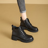 雀说 真皮复古马丁靴女侧拉链厚底短靴女513 商品缩略图0