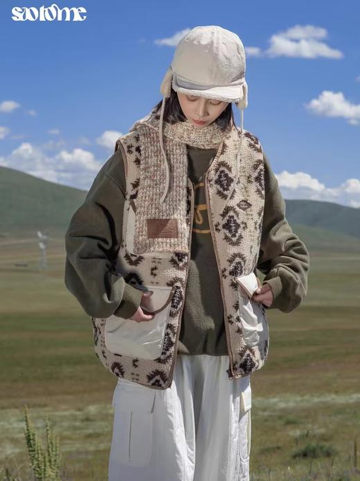 早乙女惠子saotome/STMMJ244326/羊羔毛拼色马甲 商品图0