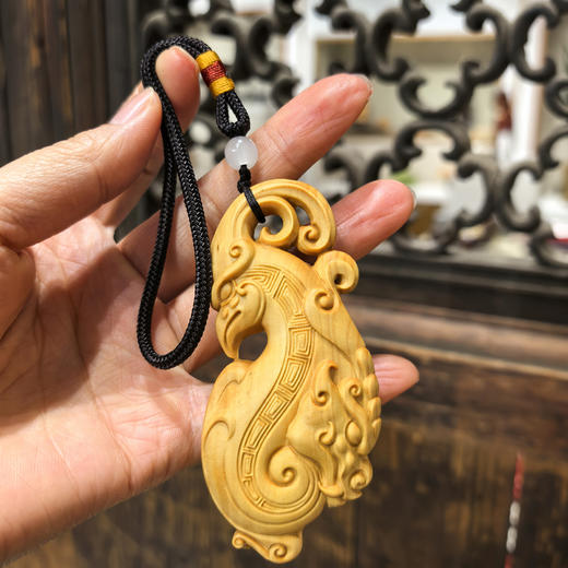 龙凤配黄杨木挂件/手把件 商品图0