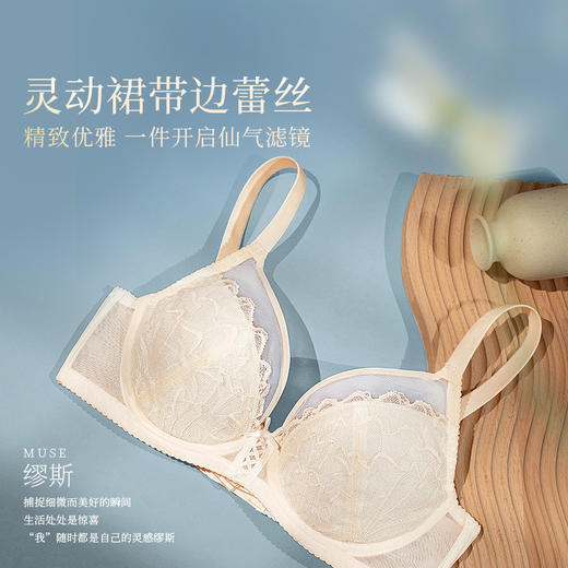 奶糖派缪斯超薄全罩杯文胸大胸显小蕾丝钢圈承托内衣女薄款胸罩 商品图1