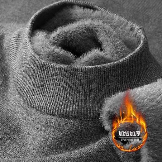 冬季新款加厚内搭毛衫半高领打底针织衫一体绒纯色中领毛衣男 商品图1