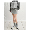VIMAGE纬漫纪棉质舒适美式休闲百搭灰色短裙半身裙春季新款V2306901 商品缩略图2