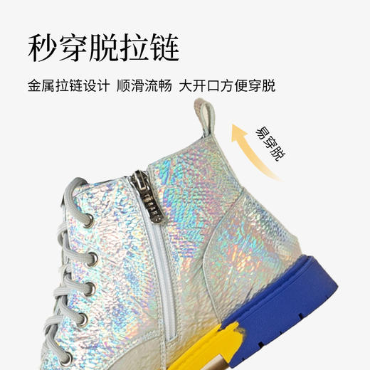 泰兰尼斯秋冬儿童马丁靴加绒保暖中大童鞋防滑低跟女童时尚小皮鞋T04D0D0355 商品图4