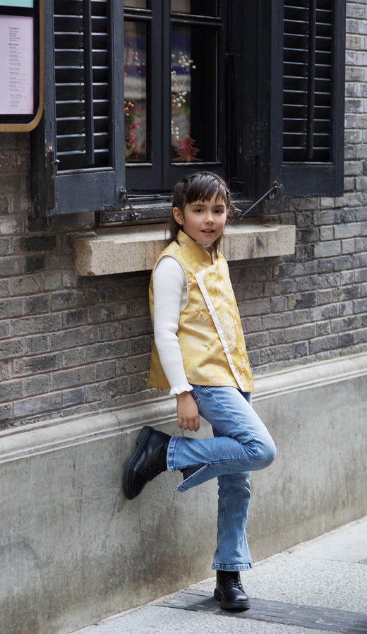 盛唐牡丹|儿童系列|Kids 清明上河图斜襟马甲 商品图1