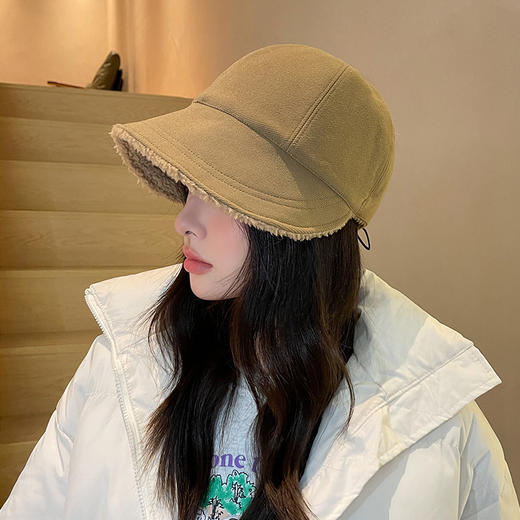 【拍2送保暖口罩1个】秋冬渔夫帽大头围大脸适合加厚保暖羊羔毛鸭舌帽 商品图8