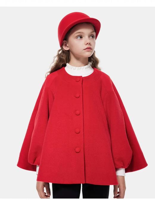 【春上新】【3.8折】8楼琳麦罗 LYNNMILO  红色毛呢圆领A摆斗篷 吊牌价：1398元     活动价：531元 商品图2