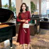 奢姿2024年秋季新款大码女装气质假两件裙子胖妹妹织带拼接连衣裙9943860365 商品缩略图4