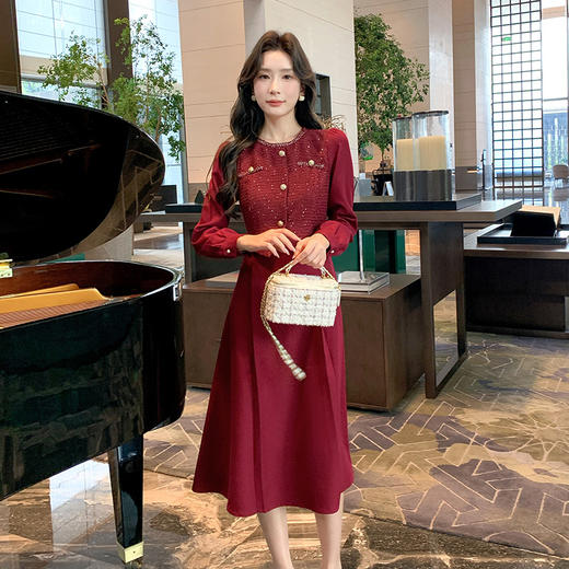 奢姿2024年秋季新款大码女装气质假两件裙子胖妹妹织带拼接连衣裙9943860365 商品图4