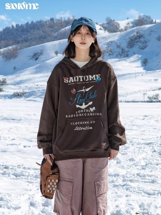 早乙女惠子saotome/STMWY244493/做旧印花蝴蝶结连帽卫衣 商品图2