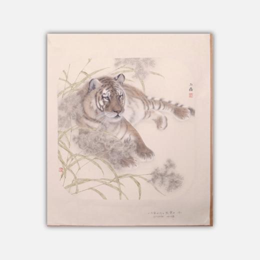 罗玉鑫国画33x33CM《六合之六·亥寅（虎）》一1平尺手绘纸本工笔国画作品[原作编号GH0388] 商品图0