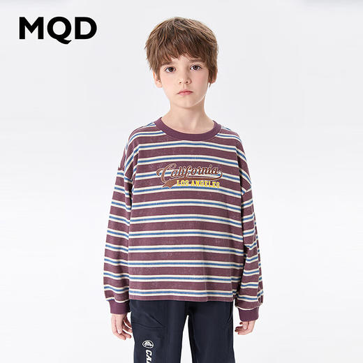 【MQD】童装男大童春新款学院风卡通条纹圆领卫衣 商品图0